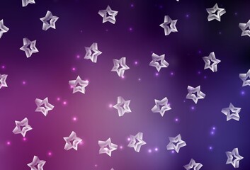 Dark Pink vector template with sky stars.