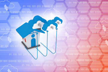 3d illustration home with cloud computing technology concept

