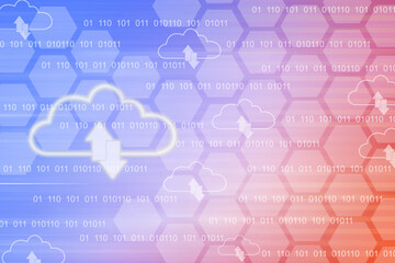 2d illustration cloud up loading down loading futuristic technology background
