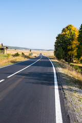 Asphalt road. Autumn landscape in Montenegro