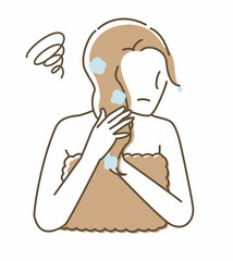 シンプルでガーリーな女性のイラスト(悩む)