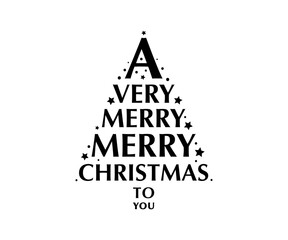 A Very Merry Christmas Tree Design and flat vector icon for apps and websites.