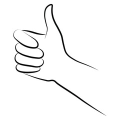 Women hand like approve simple outline minimalistic linear gesture style. Vector Illustration of female hands for create logos, prints, patterns, posters, and other designs on white background