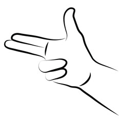 Women hand gun gesture simple outline minimalistic linear style. Vector Illustration of female hands for create logos, prints, patterns, posters, and other designs on white background