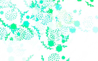 Light Green vector doodle texture with flowers, roses.