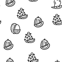 Tropical Fruit Delicious Food Vector Seamless Pattern Thin Line Illustration