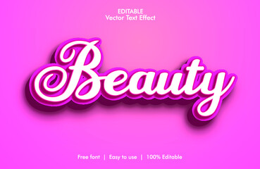 Beauty 3d vector text effect with background 