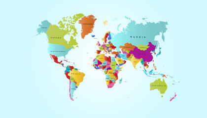 Fototapeta premium World map. Color vector modern. Silhouette map.
