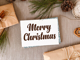 Table decorations with Merry Christmas lettering