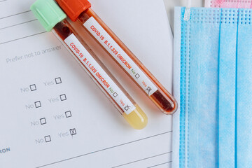 Diagnostic testing for COVID-19 new version Omicron blood laboratory test in hospital lab medical...