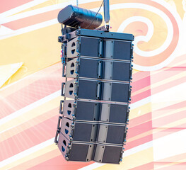 Stereo Speaker on stage prepaired for entertainment show and concert