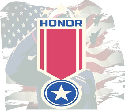 Honor Veterans Day Sticker Or Icons Flat And Logo Ilustration For Banner, Comunity