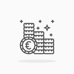 Euro Coins icon. Editable Stroke and pixel perfect. Outline style. Vector illustration. Enjoy this icon for your project.