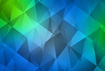 Light Blue, Green vector gradient triangles texture.