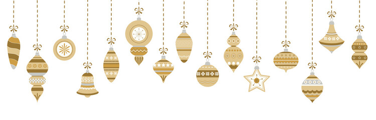 vintage christmas baubles with ornaments