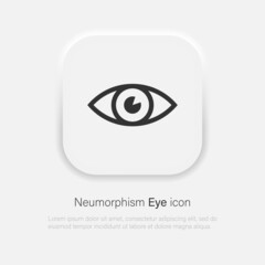 Simple Eye vector icon. View symbol in trendy soft material neumorphism style. Vector EPS 10