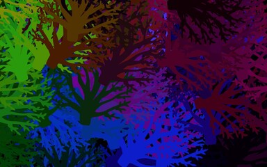 Dark Multicolor vector abstract background with flowers.