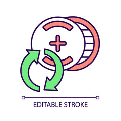 Recyclable silver-oxide batteries RGB color icon. Watch battery. Reuse discharged button cell. Electronic device miniature accumulator. Isolated vector illustration. Simple filled line drawing