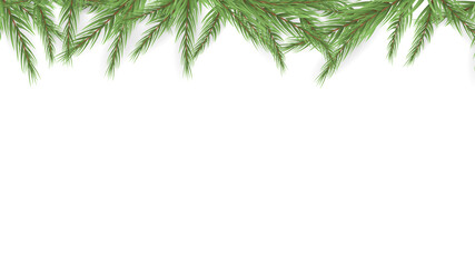 Obraz premium Christmas tree branches and border of green branch of pine with copy space for text , illustration Vector EPS 10