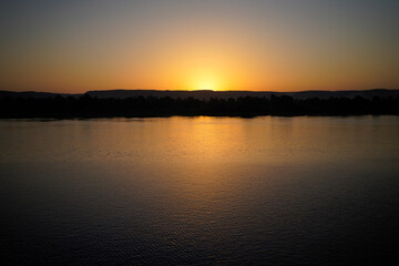 Fototapeta na wymiar Sunset in Nile River, 2021.