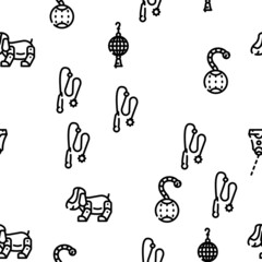 Pet Toys For Enjoyment Animal Vector Seamless Pattern Thin Line Illustration