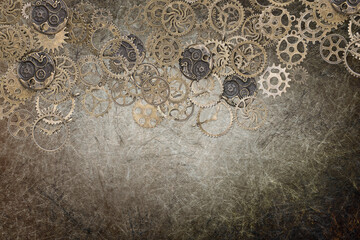 steampunk grunge backdrop brown series - gear at the top