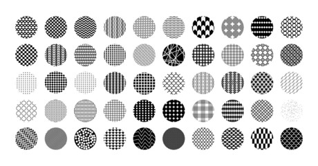 Geometric round backdrops. Abstract black and white backgrounds.