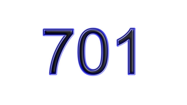 blue 701 number 3d effect white background