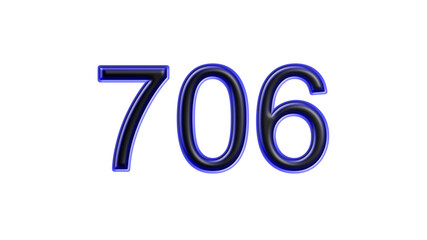 blue 706 number 3d effect white background