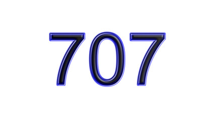 blue 707 number 3d effect white background