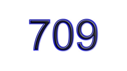 blue 709 number 3d effect white background