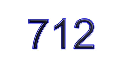 blue 712 number 3d effect white background