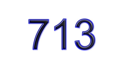 blue 713 number 3d effect white background