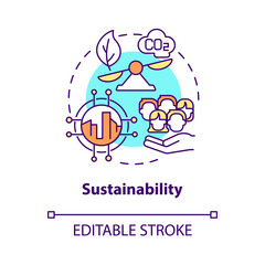 Sustainability concept icon. Scooter sharing benefit abstract idea thin line illustration. Reductions to vehicle emission. Improve air quality. Vector isolated outline color drawing. Editable stroke