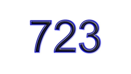 blue 723 number 3d effect white background