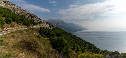 view of the Adriatic Highway and Dalmatian Coast near Makarska