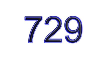 blue 729 number 3d effect white background