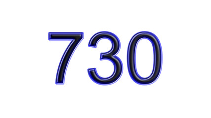 blue 730 number 3d effect white background