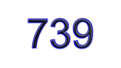 blue 739 number 3d effect white background