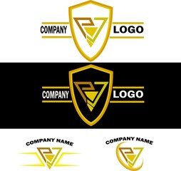 vector illustration of the initials P and J combined like a good triangle for brand name labels, logos, mockups and business cards