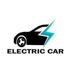 vector illustration of electric car with car and lightning symbol great for brand decoration label sticker
