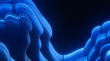 Abstract texture. 3d rendering background can be used in cover design, book design, poster, CD cover, flyer, website background for advertisement, broadcasting, presentation Blue and silver, metal waw