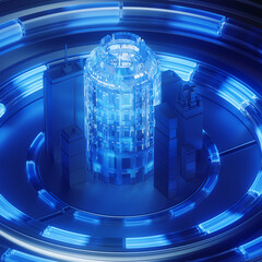 Abstract texture. 3d rendering background can be used in cover design, book design, poster, CD cover, flyer, website background for advertisement, broadcasting, presentation Blue and silver, metal cir