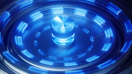 Abstract texture. 3d rendering background can be used in cover design, book design, poster, CD cover, flyer, website background for advertisement, broadcasting, presentation Blue and silver,metal circ