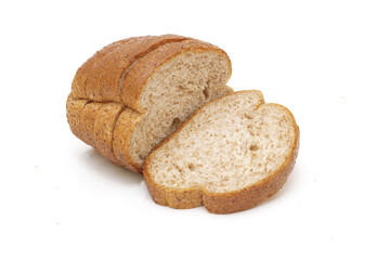 whole wheat bread slices isolated on white background