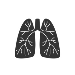 Lungs organ windpipe trachea bronchial tube sign icon black simple shape vector illustration.