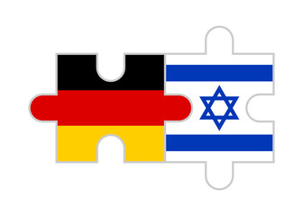 puzzle pieces of germany and israel flags. vector illustration isolated on white background