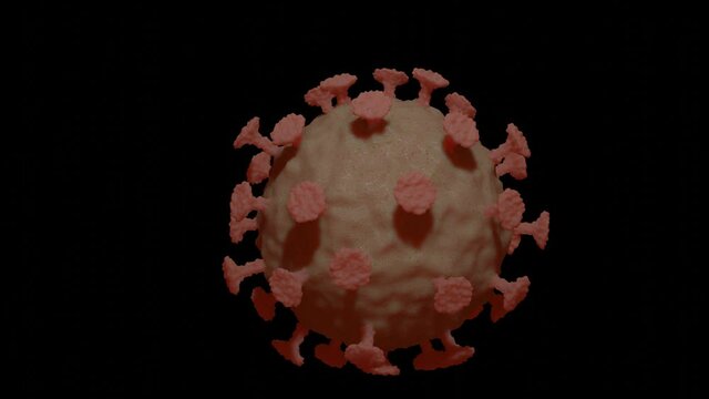 3D stylized coronavirus model rotates on a dark background. coronavirus epidemic concept. 3d render. looped animation
