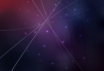 Dark Purple vector background with circles and triangles.