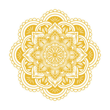 Artistic Gold Mandala On White Background